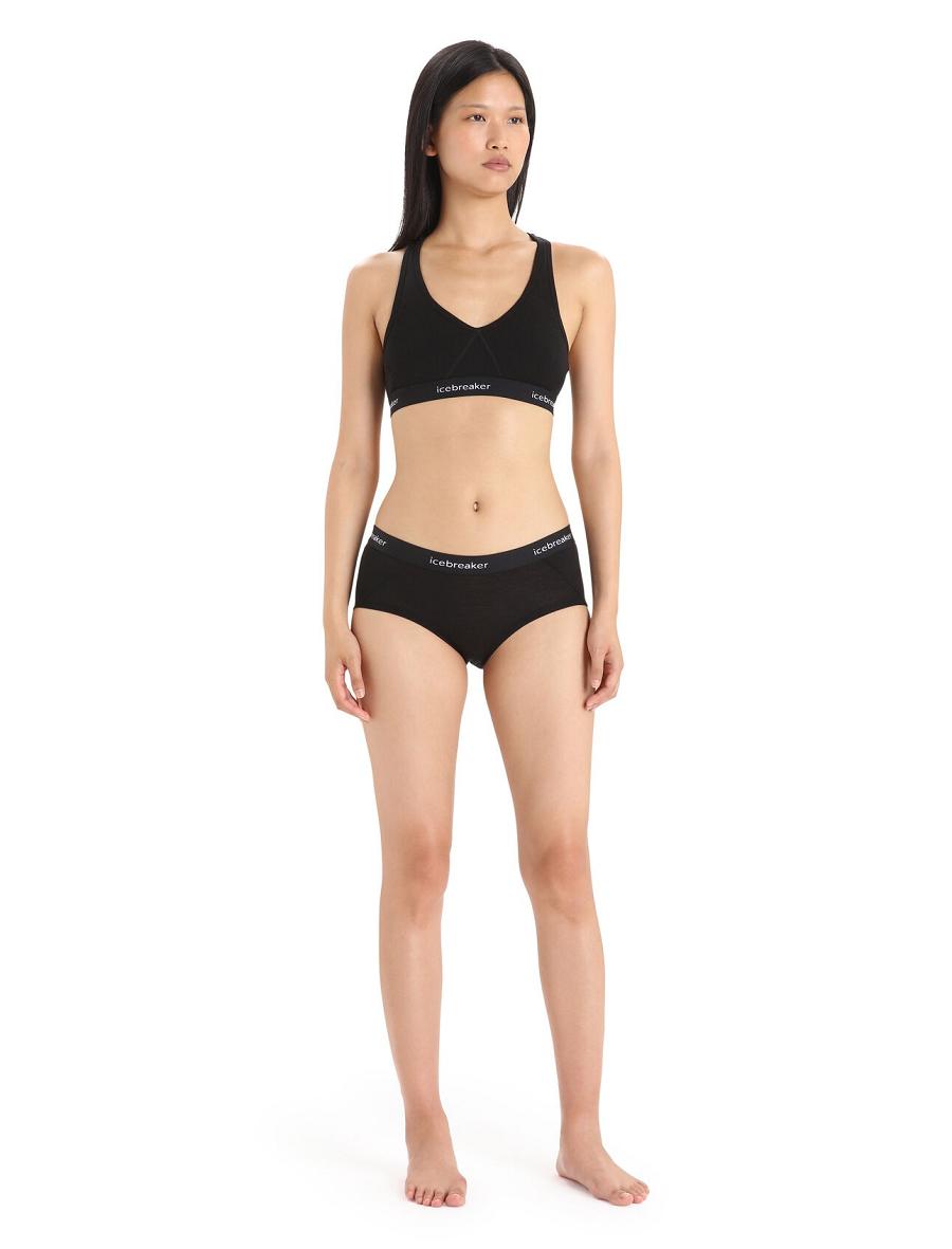 Women's Icebreaker Merino Sprite Hot Pants Underwear Black | CA 1239NWYB